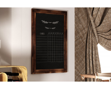 BLNK Canterbury Wall Mount Magnetic Chalkboard Sign with Eraser - Torched Wood, 20"W x 30"H