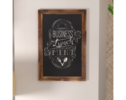 BLNK Canterbury Wall Mount Magnetic Chalkboard Sign with Eraser - Torched Wood, 20"W x 30"H