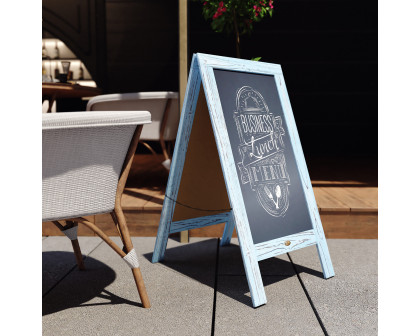 BLNK Canterbury Vintage Wooden A-Frame Magnetic Indoor-Outdoor Chalkboard Sign - Robin Blue