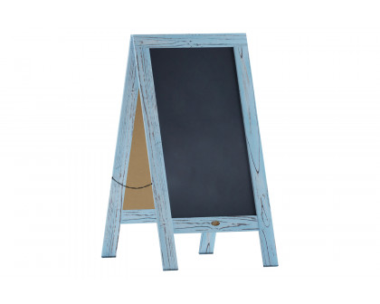 BLNK Canterbury Vintage Wooden A-Frame Magnetic Indoor-Outdoor Chalkboard Sign - Robin Blue