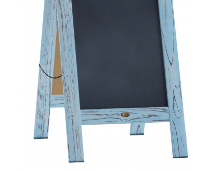 BLNK Canterbury Vintage Wooden A-Frame Magnetic Indoor-Outdoor Chalkboard Sign - Robin Blue