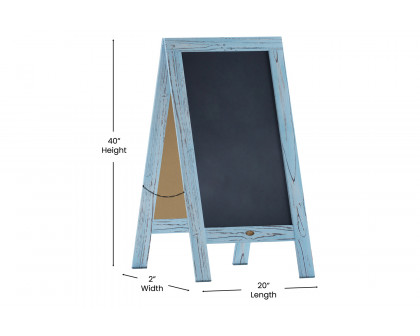 BLNK Canterbury Vintage Wooden A-Frame Magnetic Indoor-Outdoor Chalkboard Sign - Robin Blue