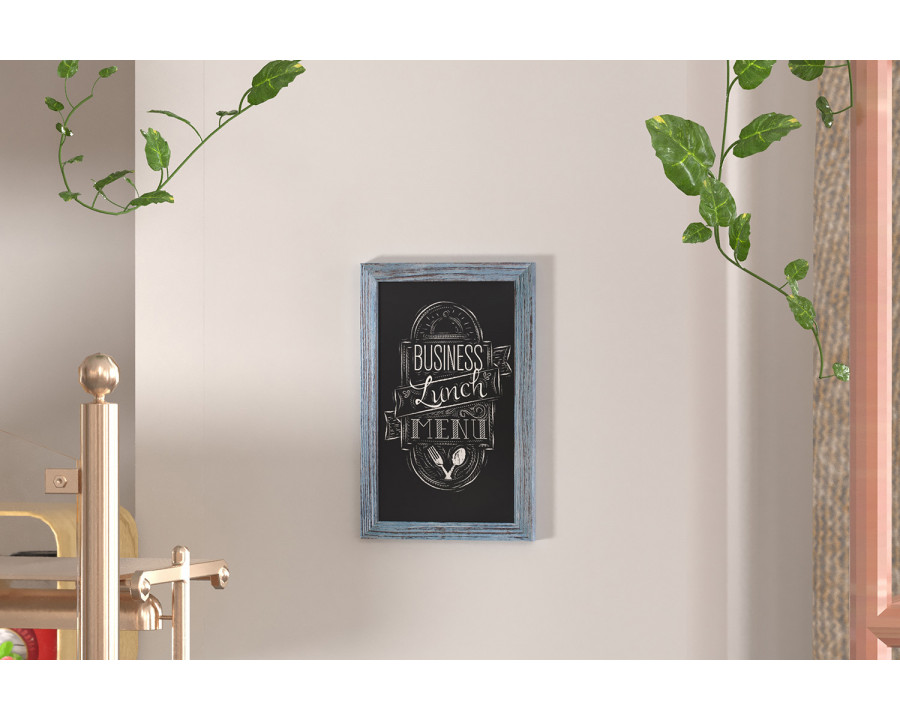 BLNK Canterbury Wall Mount Magnetic Chalkboard Sign with Eraser - Rustic Blue, 11"W x 17"H