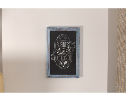 BLNK Canterbury Wall Mount Magnetic Chalkboard Sign with Eraser - Rustic Blue, 11"W x 17"H