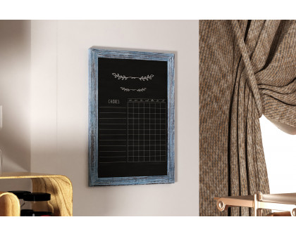 BLNK Canterbury Wall Mount Magnetic Chalkboard Sign with Eraser - Rustic Blue, 18"W x 24"H