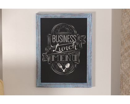 BLNK Canterbury Wall Mount Magnetic Chalkboard Sign with Eraser - Rustic Blue, 18"W x 24"H