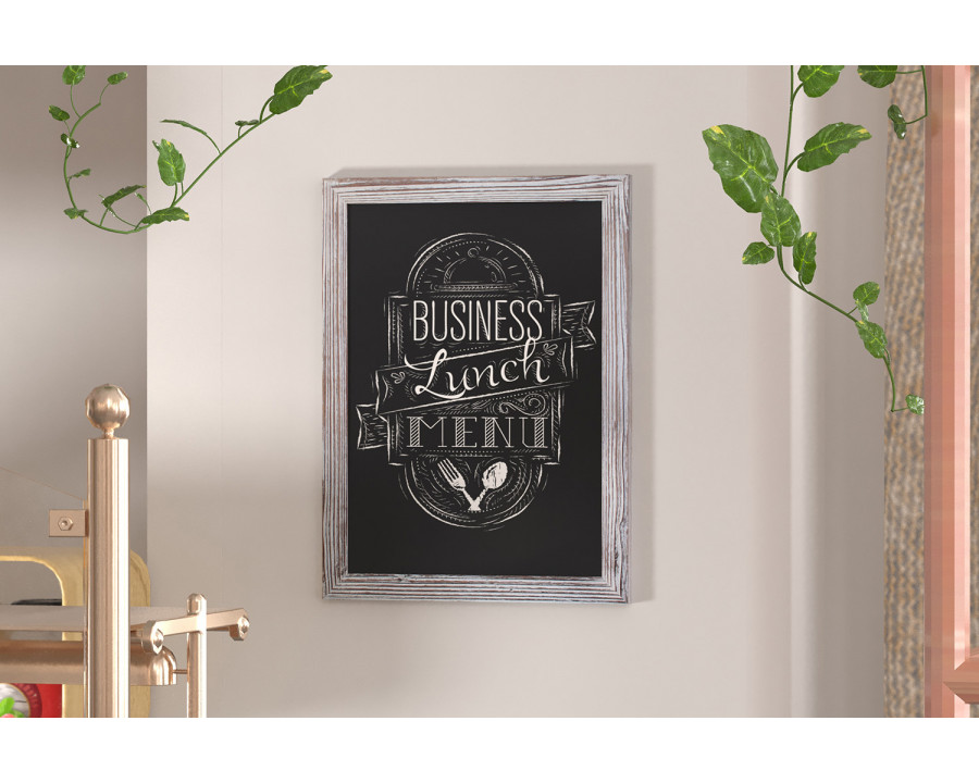 BLNK Canterbury Wall Mount Magnetic Chalkboard Sign with Eraser - Whitewashed, 18"W x 24"H