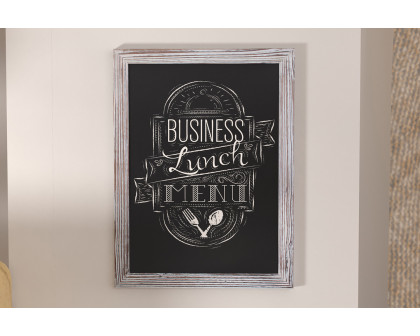 BLNK Canterbury Wall Mount Magnetic Chalkboard Sign with Eraser - Whitewashed, 18"W x 24"H