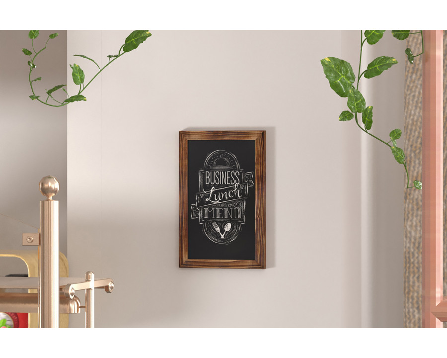 BLNK Canterbury Wall Mount Magnetic Chalkboard Sign with Eraser - Torched Wood, 11"W x 17"H