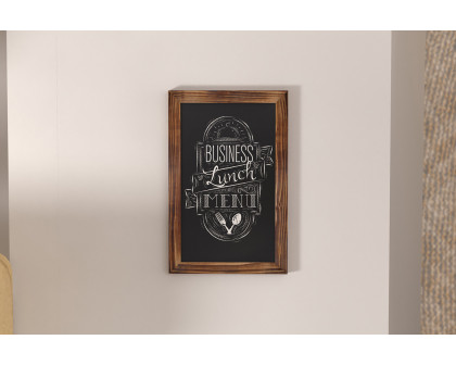 BLNK Canterbury Wall Mount Magnetic Chalkboard Sign with Eraser - Torched Wood, 11"W x 17"H