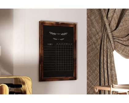 BLNK Canterbury Wall Mount Magnetic Chalkboard Sign with Eraser - Torched Wood, 18"W x 24"H