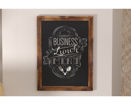 BLNK Canterbury Wall Mount Magnetic Chalkboard Sign with Eraser - Torched Wood, 18"W x 24"H