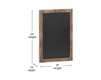 BLNK Canterbury Wall Mount Magnetic Chalkboard Sign with Eraser - Torched Wood, 18"W x 24"H