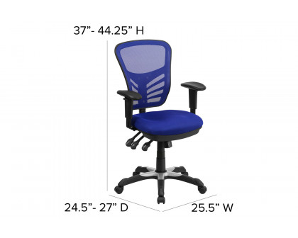 BLNK Nicholas Mid-Back Mesh Multifunction Executive Swivel Ergonomic Office Chair with Adjustable Arms - Blue