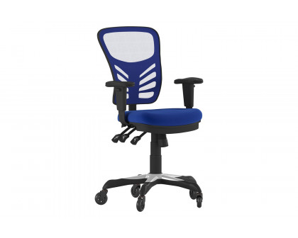 BLNK Nicholas Mid-Back Mesh Multifunction Executive Swivel Ergonomic Office Chair with Adjustable Arms and Transparent Roller Wheels - Blue