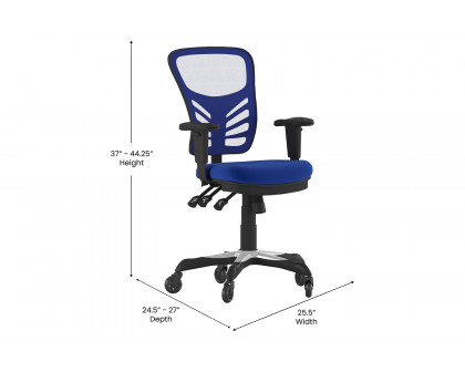 BLNK Nicholas Mid-Back Mesh Multifunction Executive Swivel Ergonomic Office Chair with Adjustable Arms and Transparent Roller Wheels - Blue