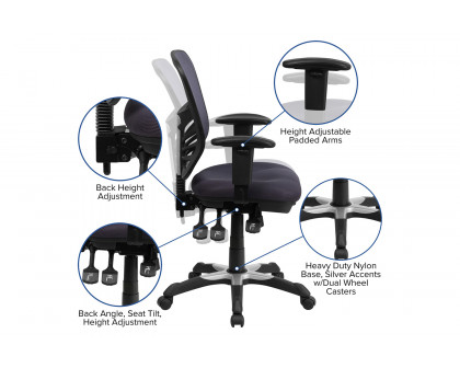 BLNK Nicholas Mid-Back Mesh Multifunction Executive Swivel Ergonomic Office Chair with Adjustable Arms - Dark Gray