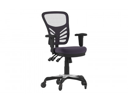 BLNK Nicholas Mid-Back Mesh Multifunction Executive Swivel Ergonomic Office Chair with Adjustable Arms and Transparent Roller Wheels - Dark Gray