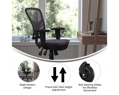 BLNK Nicholas Mid-Back Mesh Multifunction Executive Swivel Ergonomic Office Chair with Adjustable Arms and Transparent Roller Wheels - Dark Gray