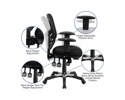 BLNK Nicholas Mid-Back Mesh Multifunction Executive Swivel Ergonomic Office Chair with Adjustable Arms - Black