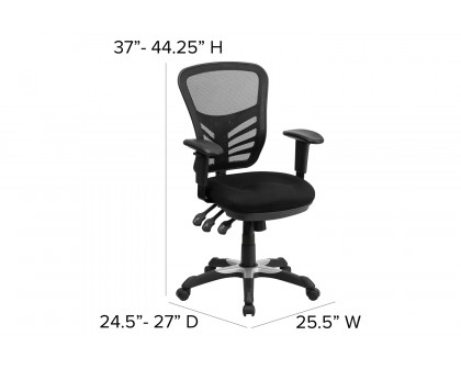 BLNK Nicholas Mid-Back Mesh Multifunction Executive Swivel Ergonomic Office Chair with Adjustable Arms - Black