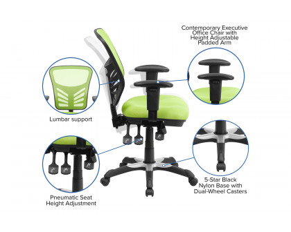 BLNK Nicholas Mid-Back Mesh Multifunction Executive Swivel Ergonomic Office Chair with Adjustable Arms - Green