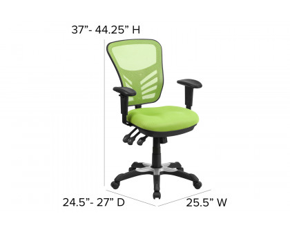 BLNK Nicholas Mid-Back Mesh Multifunction Executive Swivel Ergonomic Office Chair with Adjustable Arms - Green