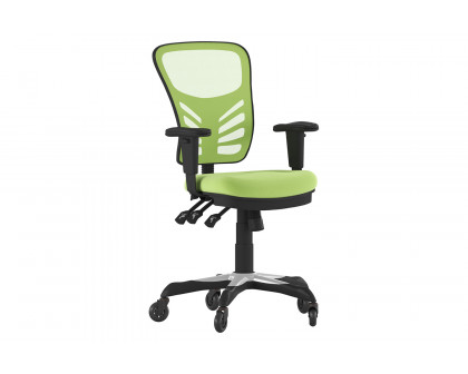 BLNK Nicholas Mid-Back Mesh Multifunction Executive Swivel Ergonomic Office Chair with Adjustable Arms and Transparent Roller Wheels - Green