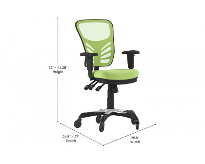 BLNK Nicholas Mid-Back Mesh Multifunction Executive Swivel Ergonomic Office Chair with Adjustable Arms and Transparent Roller Wheels - Green