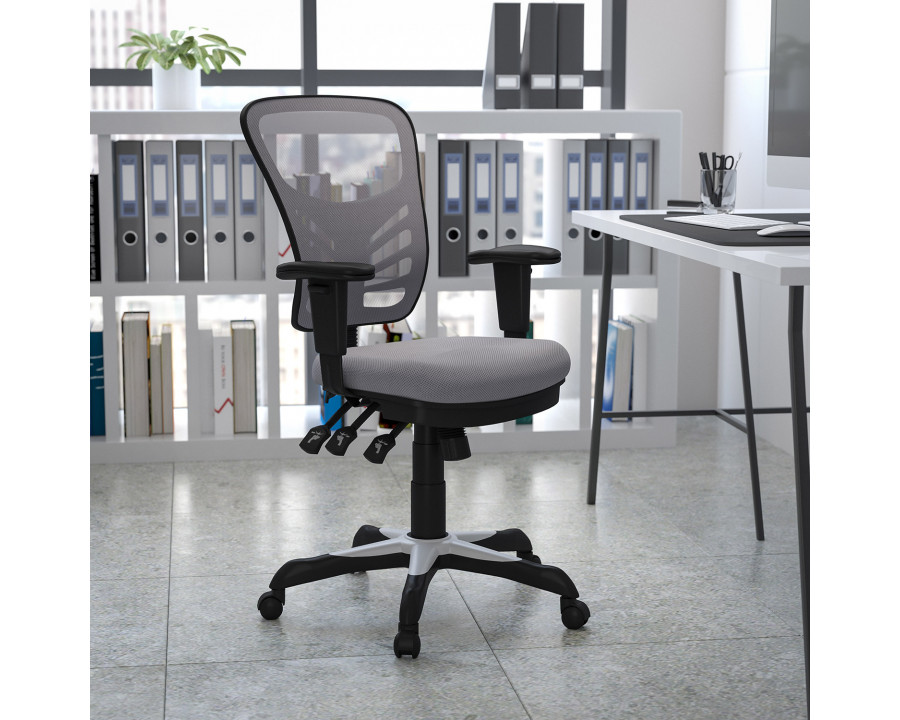 BLNK Nicholas Mid-Back Mesh Multifunction Executive Swivel Ergonomic Office Chair with Adjustable Arms - Gray