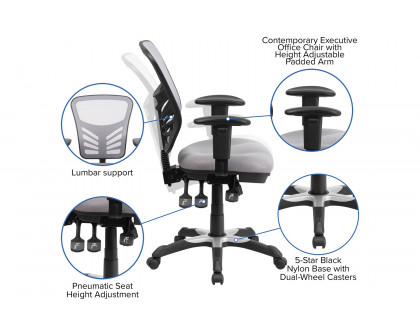 BLNK Nicholas Mid-Back Mesh Multifunction Executive Swivel Ergonomic Office Chair with Adjustable Arms - Gray