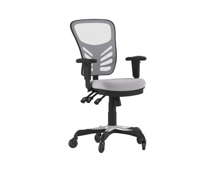 BLNK Nicholas Mid-Back Mesh Multifunction Executive Swivel Ergonomic Office Chair with Adjustable Arms and Transparent Roller Wheels - Gray