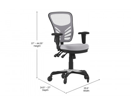 BLNK Nicholas Mid-Back Mesh Multifunction Executive Swivel Ergonomic Office Chair with Adjustable Arms and Transparent Roller Wheels - Gray