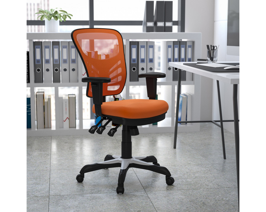 BLNK Nicholas Mid-Back Mesh Multifunction Executive Swivel Ergonomic Office Chair with Adjustable Arms - Orange