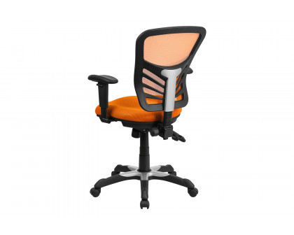 BLNK Nicholas Mid-Back Mesh Multifunction Executive Swivel Ergonomic Office Chair with Adjustable Arms - Orange