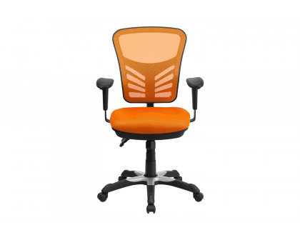 BLNK Nicholas Mid-Back Mesh Multifunction Executive Swivel Ergonomic Office Chair with Adjustable Arms - Orange