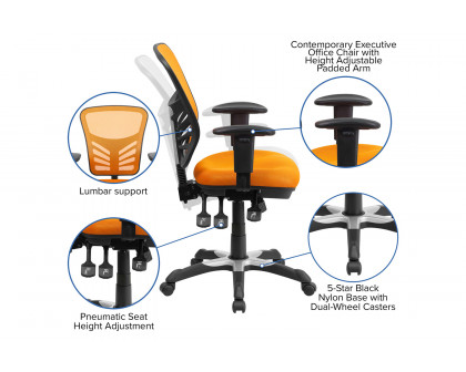 BLNK Nicholas Mid-Back Mesh Multifunction Executive Swivel Ergonomic Office Chair with Adjustable Arms - Orange