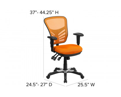 BLNK Nicholas Mid-Back Mesh Multifunction Executive Swivel Ergonomic Office Chair with Adjustable Arms - Orange