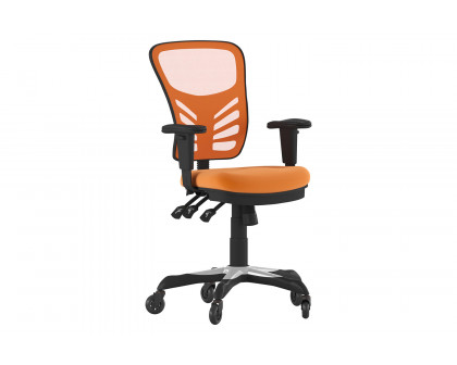 BLNK Nicholas Mid-Back Mesh Multifunction Executive Swivel Ergonomic Office Chair with Adjustable Arms and Transparent Roller Wheels - Orange