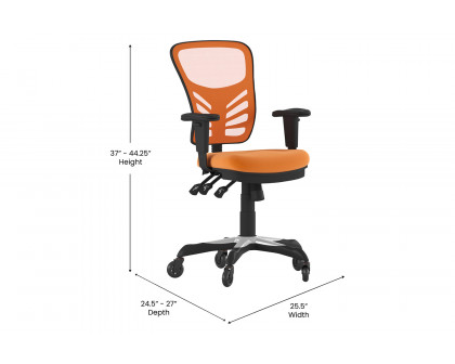 BLNK Nicholas Mid-Back Mesh Multifunction Executive Swivel Ergonomic Office Chair with Adjustable Arms and Transparent Roller Wheels - Orange