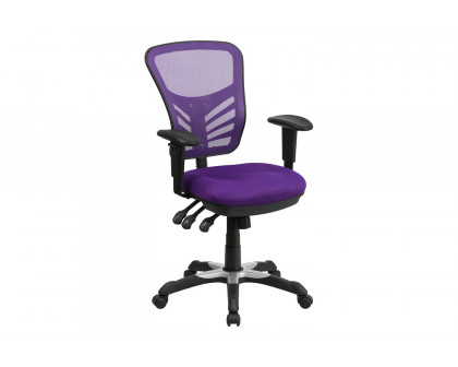 BLNK Nicholas Mid-Back Mesh Multifunction Executive Swivel Ergonomic Office Chair with Adjustable Arms - Purple