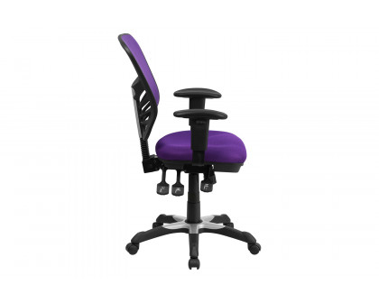 BLNK Nicholas Mid-Back Mesh Multifunction Executive Swivel Ergonomic Office Chair with Adjustable Arms - Purple