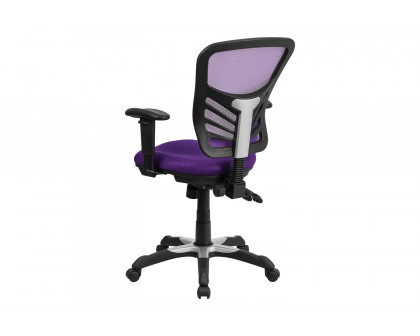 BLNK Nicholas Mid-Back Mesh Multifunction Executive Swivel Ergonomic Office Chair with Adjustable Arms - Purple