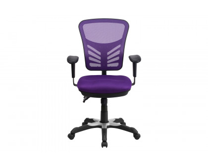 BLNK Nicholas Mid-Back Mesh Multifunction Executive Swivel Ergonomic Office Chair with Adjustable Arms - Purple