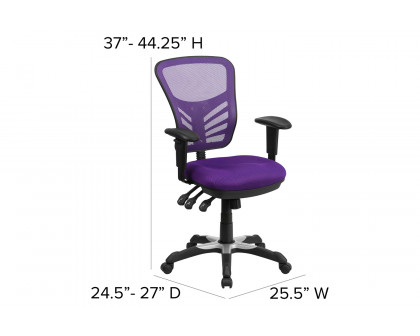 BLNK Nicholas Mid-Back Mesh Multifunction Executive Swivel Ergonomic Office Chair with Adjustable Arms - Purple