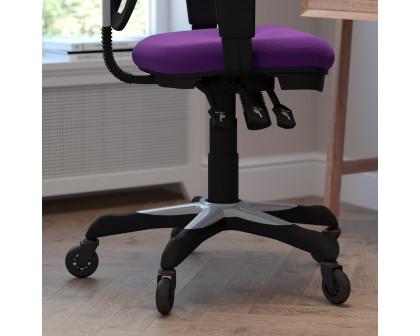 BLNK Nicholas Mid-Back Mesh Multifunction Executive Swivel Ergonomic Office Chair with Adjustable Arms and Transparent Roller Wheels - Purple