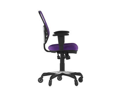 BLNK Nicholas Mid-Back Mesh Multifunction Executive Swivel Ergonomic Office Chair with Adjustable Arms and Transparent Roller Wheels - Purple