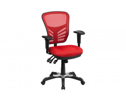 BLNK Nicholas Mid-Back Mesh Multifunction Executive Swivel Ergonomic Office Chair with Adjustable Arms - Red