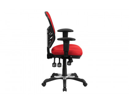 BLNK Nicholas Mid-Back Mesh Multifunction Executive Swivel Ergonomic Office Chair with Adjustable Arms - Red