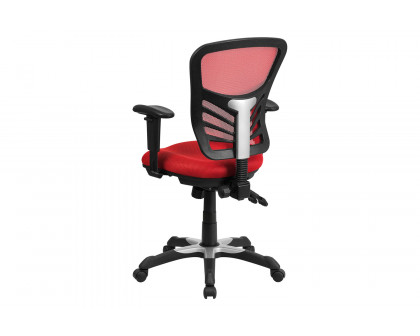 BLNK Nicholas Mid-Back Mesh Multifunction Executive Swivel Ergonomic Office Chair with Adjustable Arms - Red